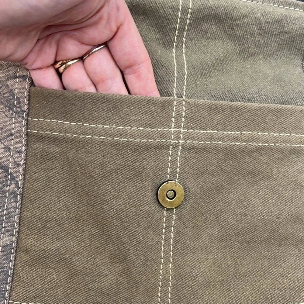 Myra 100% Handmade Messenger Type Upcycled Bag Canvas and Leather MCB4685M